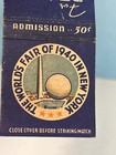 1940 New York Worlds Fair Peace   Freedom Display Billboard Matchbook