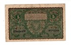 Poland Poland Banknote 5 Marek Polskich 1919 P24 Vf Good Condition