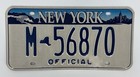 New York Official License Plate Set pair Matching Pair M-56870 White Blue