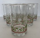 Arby   s Christmas Holly Berry Water Drinking Glasses 12 Oz 1982 Vintage Lot Of 6