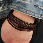 Men Jewelry Black Brown Braided Leather Bracelet