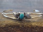 Native American Sterling Silver Turquoise Feather Bracelet By Largo