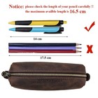 Vintage Genuine Leather Pencil Case Pen Pouch Stationery Storage Bag