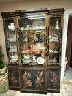 Vintage Drexel Heritage Asian Chinoiserie Black China Cabinet Curio Storage