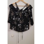 Bebe Black Floral Print Cold Shoulder Ruffle Blouse Top Bwt-0124 Size Mm