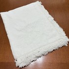 Vintage Antique Linen Tablecloth Hand Embroidered Bobbin Lace Faggoting 72x87
