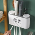 Toothbrush Holders With Toothpaste Dispenser Wall Mounted For Bathroom-4 Cups   