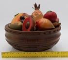 Vintage Wooden Fruit Bowl Set 20  Pcs Hand Carved Painted Mcm Table Decor 11 