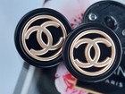 6 Chanel Steel Stamped Cc Black Gold Round Button 24mm Set Of 6