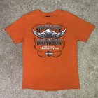 Harley Davidson T-shirt Mens L Orange Branson Mo Denneys Biker Motorcycles