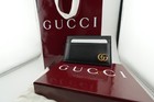 Gucci Gg Marmont Card Case Holder     Black   Gold   Authentic   New With Box
