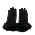 Anteprima Black Silver Leather Wool Chemical Fiber Rabbit Fur Women s Gloves