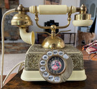 Vintage Gilt Cast Metal Fancy French Victorian Style Rotary Dial Phone Works See