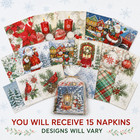 15 Christmas Winter Paper Napkins Mystery Pack Assorted Designs Decoupage Crafts
