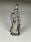 Vintage Tm Wizard Pewter Figurine Lizard On Shoulder Crystal Ball Staff D d