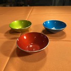 3 Vintage Mcm Emalox Norway Aluminum 4    Bowls Red Blue Green