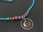 Vintage Sterling Silver Turquoise Red Coral Navajo Necklace 19 