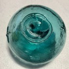 Antique Japanese Glass Fishing Float 3    Aqua Blue Hand-blown With Cross Design