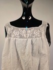 Victorian 19th C Cotton Camisole Top W Butterfly   Floral Filet Lace Trim