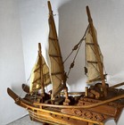 Old Wood Handcrafted Model Of A Chinese Junk Vessel Boat Ship 18   rare-749