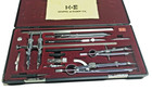 Fine K e Keuffel   Esser Co Drafting Set In Padded Red Velvet Case