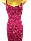 Uk 12 Karen Millen Vintage Bright Red Sequin Beaded Power Flower Bodycon Dress