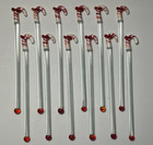Old Vintage Set 12 Blown Glass Candy Cane Swizzle Sticks Barware Drink Stirrers