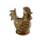 Antiqued Brass Rooster Matchstick Or Toothpick Holder