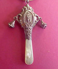 Vintage Baby Rattle Bells Sterling   Teething Handle   Ring  Jack   Bean Stock