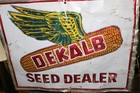 Vintage 1960 s Dekalb Seed Dealer Corn Flying Ear Farm 29  Embossed Metal Sign