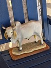 Resin White Brahman Bull Statue With Stand From Mexico Heavy