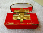 Vintage Floral Gold Tone Lipstick Holder mirror Case  Unused  In Original Box 