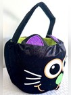 Dan Dee Black Cat Halloween Trick Or Treat Candy Bucket Plush Bag