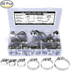 60 Pcs Adjustable Hose Clamps Worm Gear Stainless Steel Clamp Assortment 8-38mm