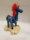 Vintage Erzebirge Wooden Hand-painted Horse Pull Toy Ornament Adorable 3  