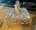 Vintage Vanity Set Filigree Perfume Bottle  Trinket Box  And Lipstick Holder