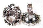 6 -18x13mm Antique Silver Victorian Deco Wreath Leaves Adjustable Ring Settings