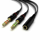 3 5mm Audio Mic Y Splitter Cable Cord Headphone Adapter 1 Female To 2 Male Black