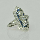 Art Deco Vintage Style Lab Created Diamond Engagement 14k White Gold Finish Ring