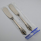 2 Sterling Silver Wallace Grande Baroque Flat Handle Butter Spreaders  mint