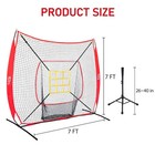 7x7 Ft Baseball And Softball Training Net With Batting Tee  Strike Zone Targe   