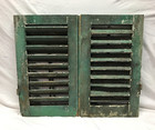 Pair Vtg Shabby Exterior House Window Wood Louvered Shutters 14x23 Old 559-25b