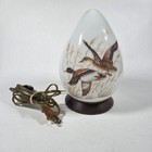 Vintage Mallard Ducks Glass Egg Night Light Lamp On Wood Base     Tested