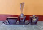 Art Deco Seibt Feinstes Kristal Vanity Set Perfume Bottles Trinket Box Tray Vtg