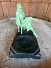 Vtg  1930 s Frankart Art Deco Spelter Green Figural Woman Trinket Dish Ashtray