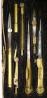 Antique 7 Pc Set Of Brass Drafting Tools In Box-bone Handle