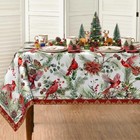 Christmas Tablecloth 60x84 Inch  Red   Holly 60  X 84   rectangular  Cardinal