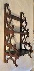 Vintage Scroll Cut Fretwork 3 Shelf Wood Wall Mount Curio Shelf 24    11    7   