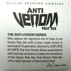 Anti Venom Pale Ale Beer Coaster  Mat  Duclaw Brewing Company  Maryland 2011