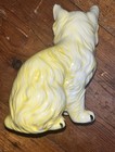 Vintage 70s Ceramic White Persian Cat Kitty Figurine Statue Green Eyes